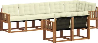 vidaXL Conjunto De Sof&aacute;s De Exterior 8 Uds. Natural Y Crema Vidaxl