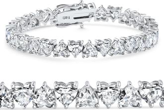 Pompeii3 10 - 23Ct Heart Shape Diamond Tennis Bracelet 14k Gold 7 Lab Grown