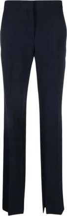 Stella McCartney Zwarte Splitmanchet Broek - Dames - Slim Fit Broeken - Zwart - XL - Wol - Broeken