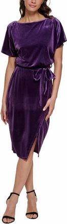 Kensie Womens Velvet Boatneck Midi Dress In Purple