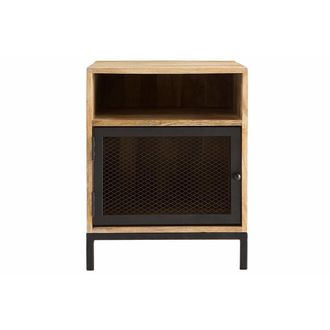 Miliboo Mesita De Noche En Madera De Mango Y Metal Perforado Rack