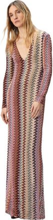 Missoni Long Dress With V-neck And Zigzag Pattern in Multicoloured at Nordstrom, Size 38 It