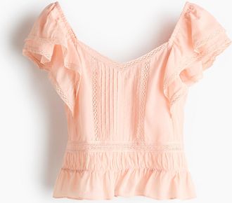 H&M Bluse mit Spitzenborten - Helles Pfirsichrosa