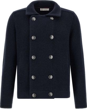 Brunello Cucinelli Marina Cardigan - Heren - Vesten - Blauw - M - Kasjmier - Truien & Vesten