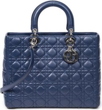 Dior Pre-owned Womens Large Lady Zip Shoulder bag - Blue - One Size