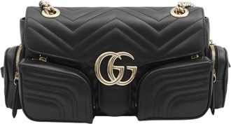 Gucci Black GG Marmont Medium Shoulder Bag