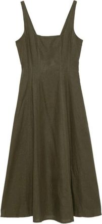 Twinset Midi Jurk - Dames - Casual kleedjes - Groen - XL - Linnen - Kleedjes