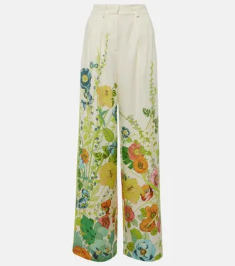 Alemais Al&eacute;mais Floral high-rise wide-leg pants