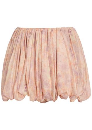 Chlo&eacute; Floral-print Gathered Silk Shorts - Pink - 34 (UK6 / XS)
