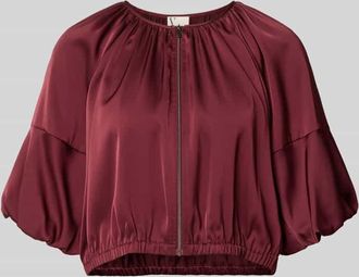 Vera Mont Cropped Jacke aus Satin mit Rei&szlig;verschluss in Dunkelrot, Gr&ouml;&szlig;e 34