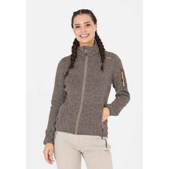 F.lli Campagnolo Strickfleecejacke CMP KNITTED MELANGE FLEECE WOMAN JACKET, Damen, Gr. 46, sabbia, terra, Strick, Obermaterial: 100% Polyester, normal, eingefasste Kan