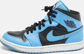 Air Jordan s Blue/black Leather Jordan 1 Mid University Blue Black Sneakers