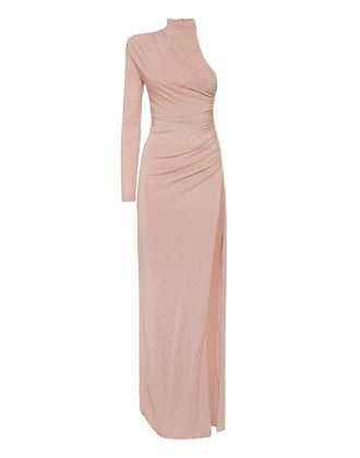 Philipp Plein Jersey Long Dress Mono Sleeve Strass