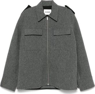 Jil Sander Flanellen Overhemd - Heren - Zomerjassen - Grijs - L - Jassen