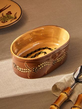 Poterie d'&Eacute;vires Flowers Hand-Painted Ceramic Mini Oval Dish