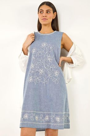 Roman Embroidered Swing Mini Dress