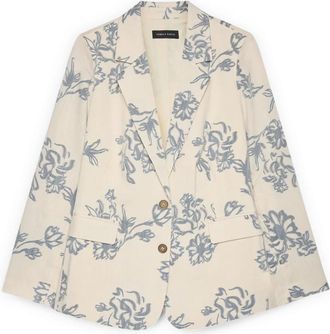 Fiorella Rubino Bloemenprint Blazer - Dames - Blazers - Beige - 4XL - Katoen - Jassen