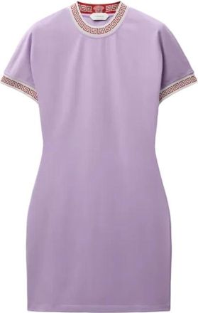 Versace Mini jurk van jacquard stretch katoen-jersey - Dames - Korte kleedjes - Paars - M - Katoen - Kleedjes