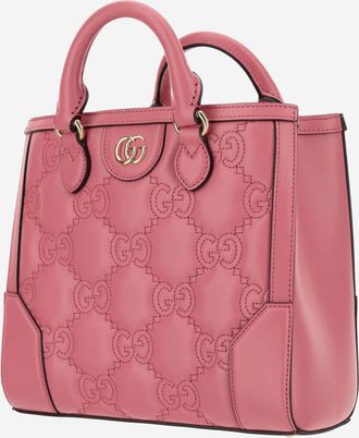 Gucci Womens Gg Matelass&eacute; Leather Shopping Bag Pink Calfskin Tote