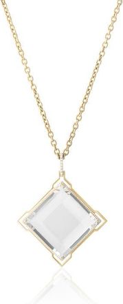 Goshwara Gossip Fancy Cut Rock Crystal & Pav&eacute; Diamond Pendant Necklace in Clear at Nordstrom, Size 24