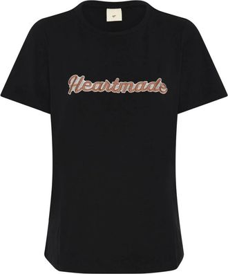 Julie Fagerholt - Heartmade Zwart Logo T-Shirt Top - Dames - T-shirts - Zwart - S - Katoen - Tops