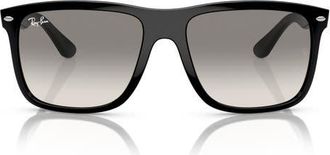Ray-Ban 60mm Gradient Square Sunglasses in Black /Clear Gradient Grey at Nordstrom