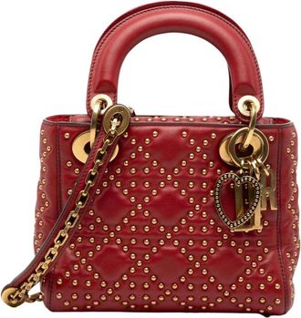 Dior Pre-owned Studded Leather Handbag - Dames - Vintage Handtas - Rood - ONE Size - Leer - Vintage