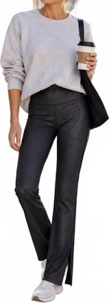 Mono B Leathered Slit Straight Leg Legging In Black