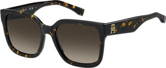 Tommy Hilfiger Monogram Square Zonnebril - Dames - Zonnebrillen - Bruin - 56 MM - Accessoires