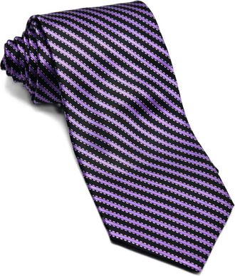 Castangia Gestreepte zijden stropdas - Zwart