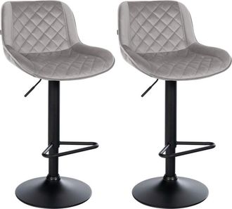 Clp 2er Set De Taburetes De Bar Kasson Gris Terciopelo