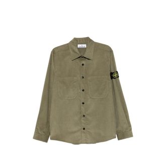 Stone Island Corduroy-texture Logo-patch Shirt