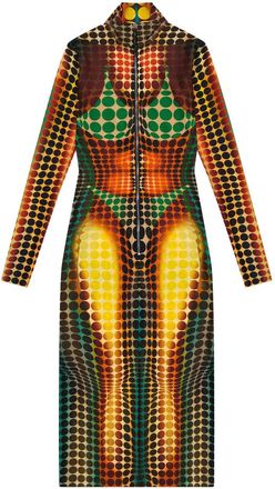 Jean Paul Gaultier High-neck Zip-up Midi Dress