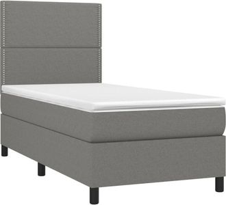 vidaXL Vidaxl - Cama Box Spring Colch&oacute;n Y Luces Led Tela Gris Oscuro 90x200 Cm