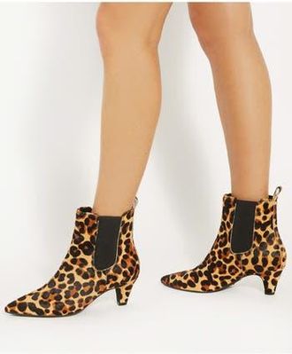 Dune London Obvious Genuine Calf Hair Pointed Toe Chelsea Boot in Leopard Calf Hair at Nordstrom Rack, Size 10Us / 40Eu