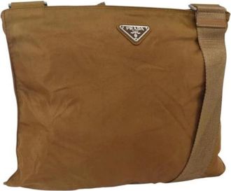 Prada Pre-owned Cross Body Bags, female, Brown, Size: ONE SIZE Pre-owned Nylon Cross Body Bag