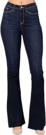 Judy Blue Raw Hem Tall Flare Jeans In Blue