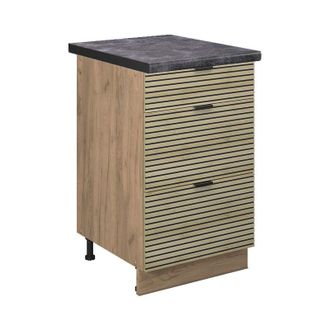 Vicco Mueble Bajo De Cocina Fame-line, Panel De Roble, 50 Cm, Et Antracita