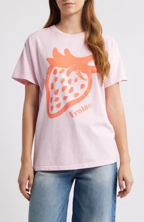 Junk Food Fraise Oversize Cotton Graphic T-Shirt in Light Pink at Nordstrom, Size Medium