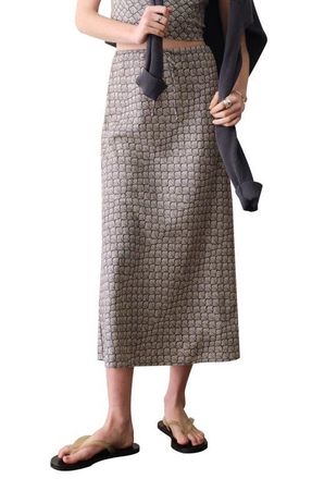 Marine Layer Avery Hemp Blend Midi Skirt in Navy Seashell at Nordstrom, Size X-Large