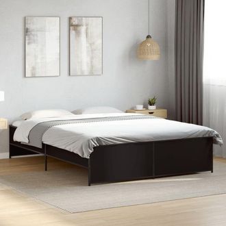 vidaXL Vidaxl - Estructura De Cama Madera De Ingenier&iacute;a Y Metal Negro 160x200cm