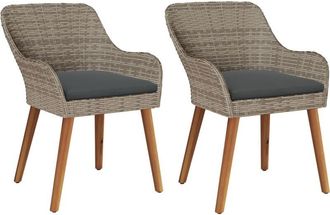 vidaXL Vidaxl - Garden Chair 2 pcs Black 55 x 62.5 x 82cm Poly Rattan