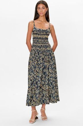 Rebecca Taylor Charlene Smocked Dress in Navy Multi at Nordstrom, Size X-Small