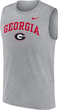 Nike Georgia Primetime Arch Legend Nike Mens Dri-FIT College Muscle Tank Top in Grey | 01B306GNGB-G1M
