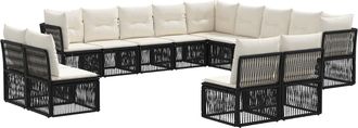 vidaXL Conjunto De Sof&aacute;s De Jard&iacute;n 13 Uds. Negro Rat&aacute;n Sint&eacute;tico Vidaxl
