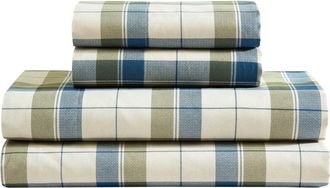 Nautica Vintage Trunk Green Plaid Queen Sheet Set