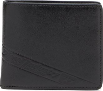 Diesel Bi-fold leather wallet with embossed logo - Small Wallets - Man - Black