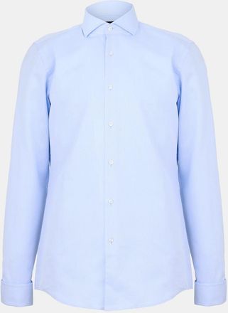 HUGO BOSS Mens Spread Collar Long Sleeve Shirt in Pastel Blue - Size 17.5 inch