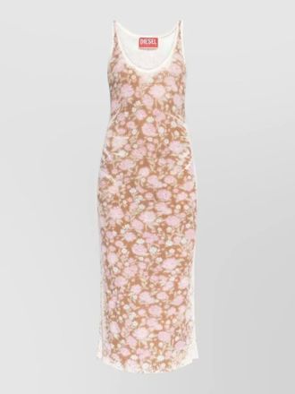 Diesel floral sleeveless dress semi sheer ribbed