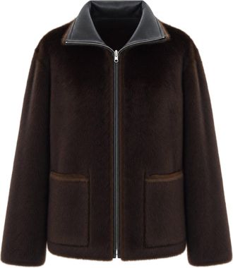 Stand Studio Black Brown Brella Reversible Eco-Shearling Jacket